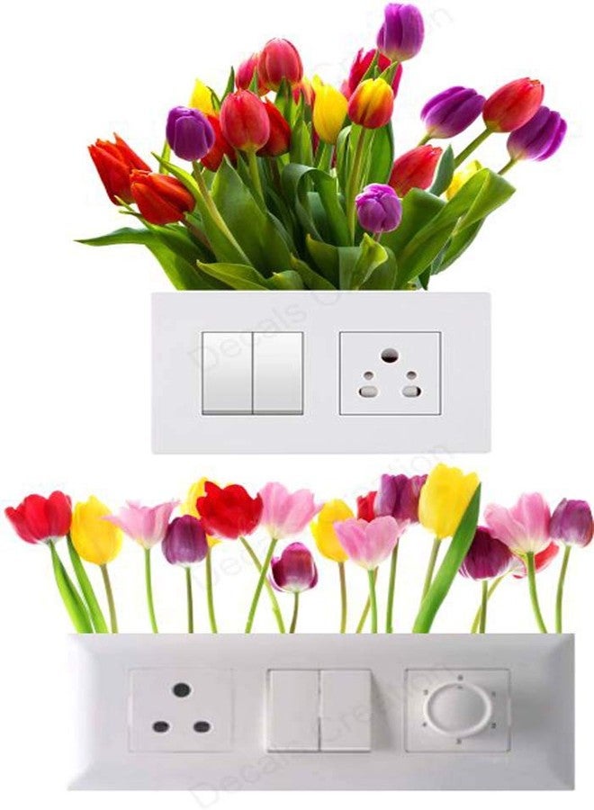 Decals Creation Vinyl Flowers Switch Board Equipment Sticker, 23.62 x 29.92 x 0.39 Inches, Multicolour , 1 Piece, Botanical - Image 4